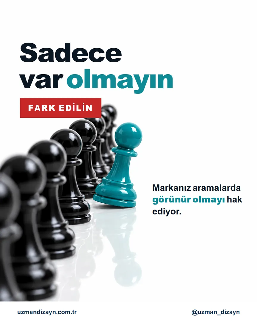 Sadece var olmayın, fark edilin: siyah piyonların arasından öne çıkan turkuaz piyon