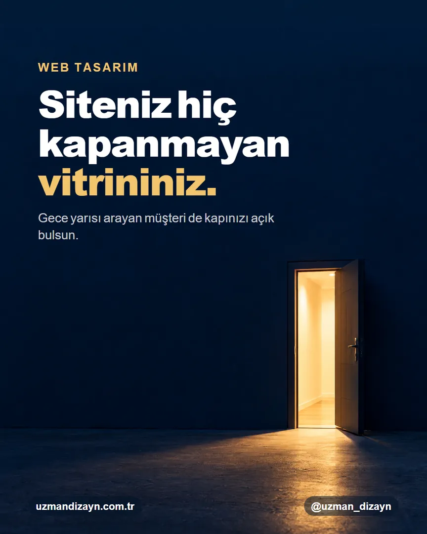 Siteniz hiç kapanmayan vitrininiz: gece karanlık duvarda ışığı yanan açık bir kapı