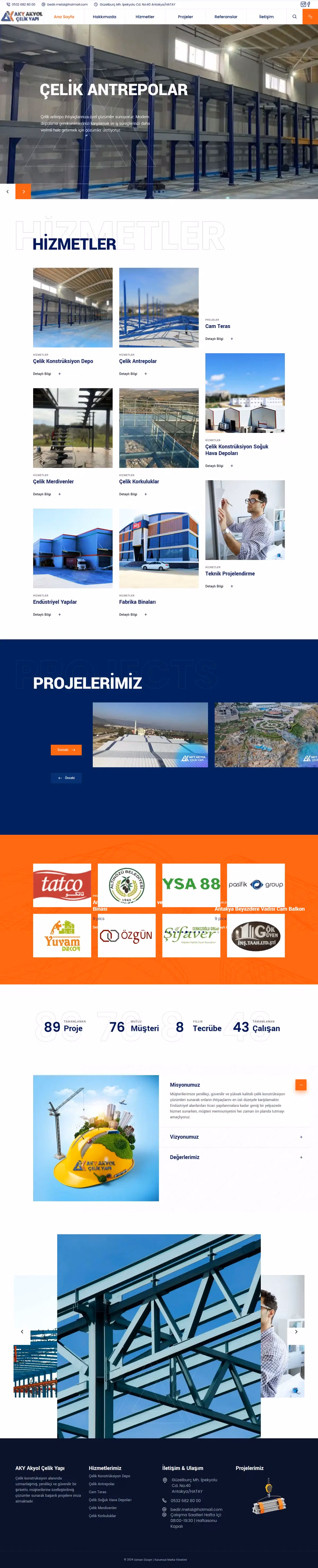 akyakyolcelikyapi.com ana sayfasının tam sayfa ekran görüntüsü