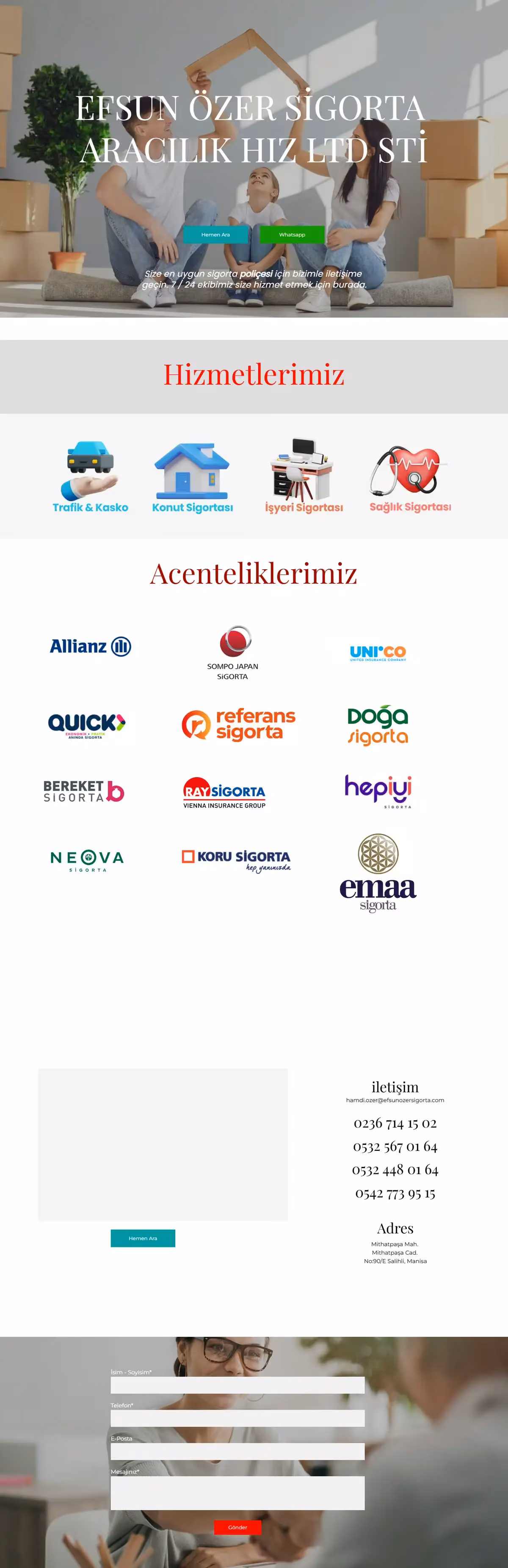 efsunozersigorta.com ana sayfasının tam sayfa ekran görüntüsü