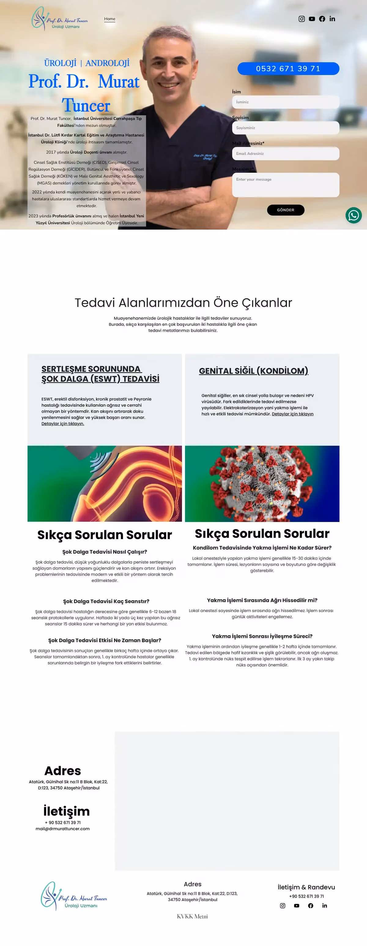 profdrmurattuncer.com ana sayfasının tam sayfa ekran görüntüsü