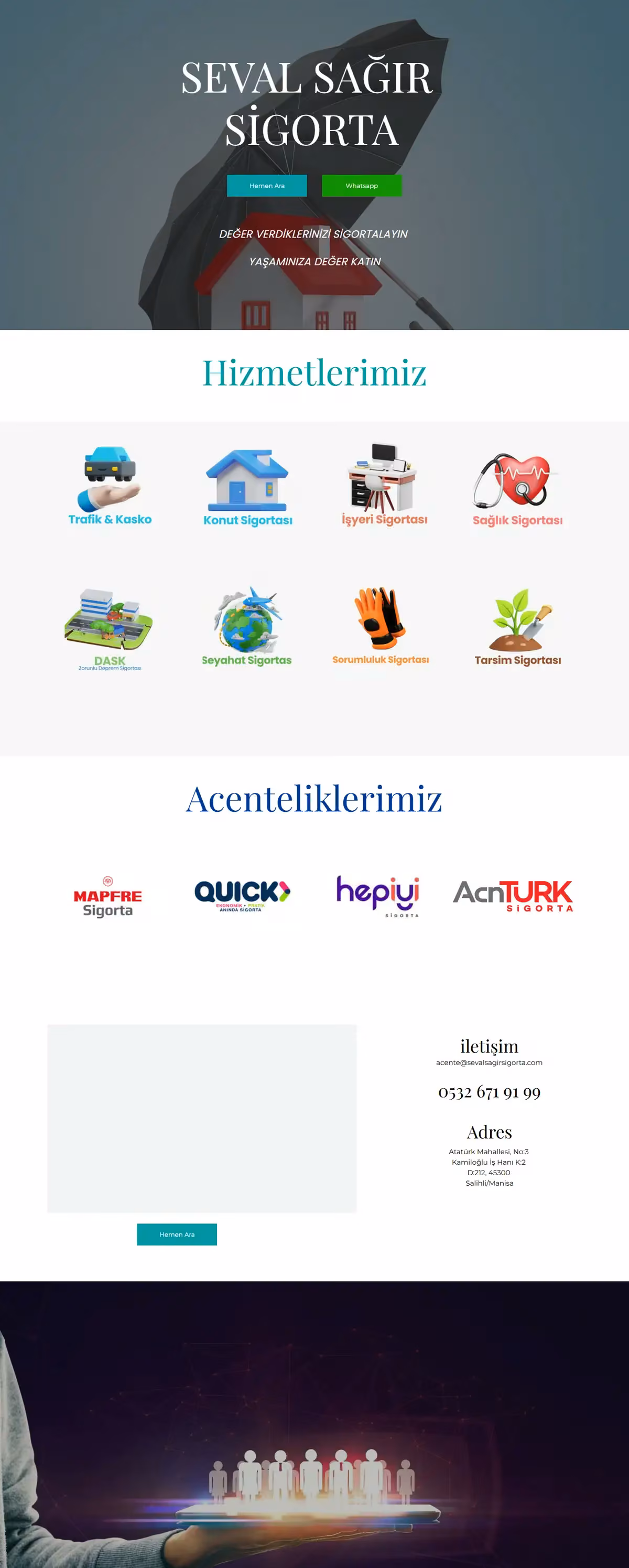 sevalsagirsigorta.com ana sayfasının tam sayfa ekran görüntüsü