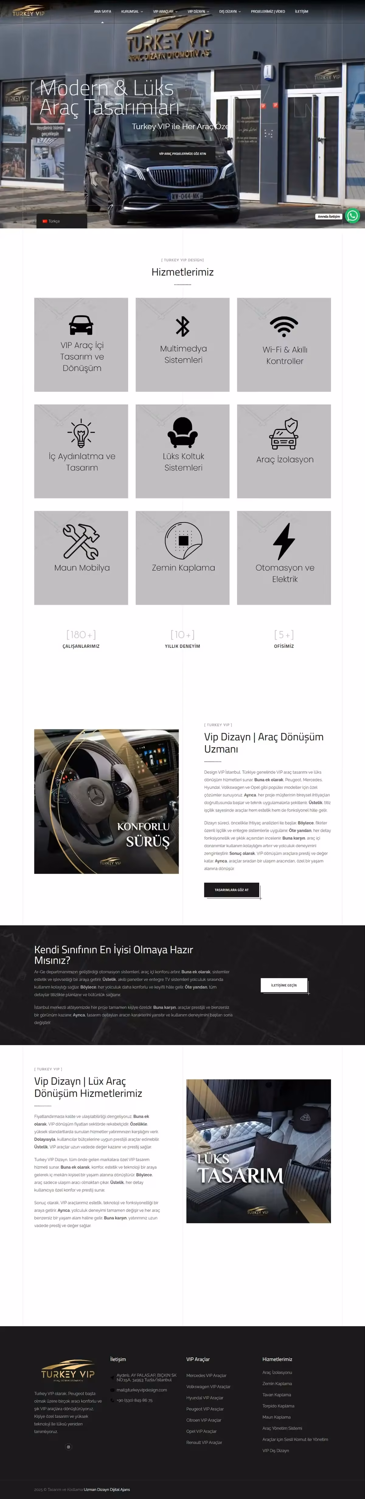turkeyvipdesign.com ana sayfasının tam sayfa ekran görüntüsü