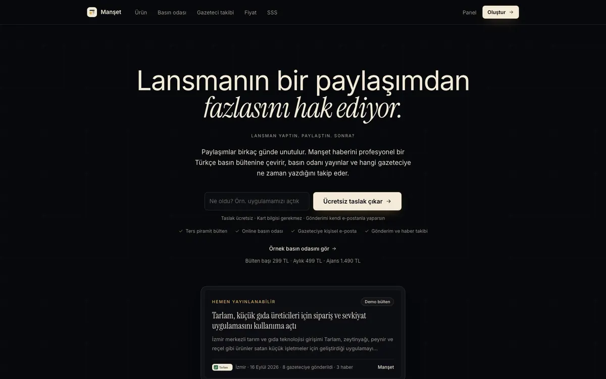 Uzman Basın Odası tanıtım sayfası: haber konusundan basın bülteni taslağı ve örnek bülten